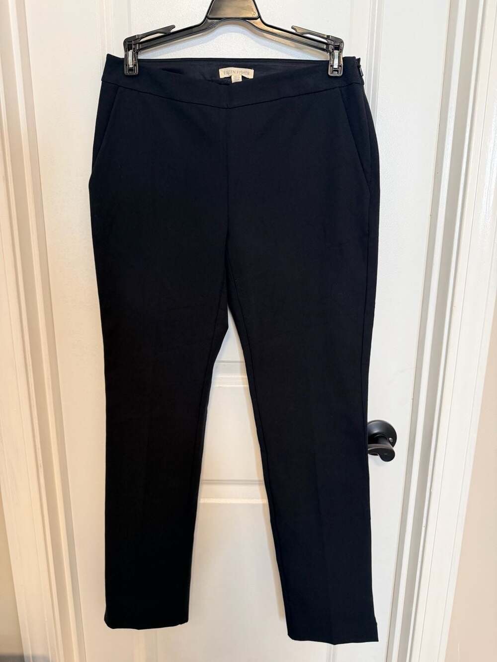 Eileen Fisher Organic Cotton Stretch Slim Ankle Pants Black Size XXS